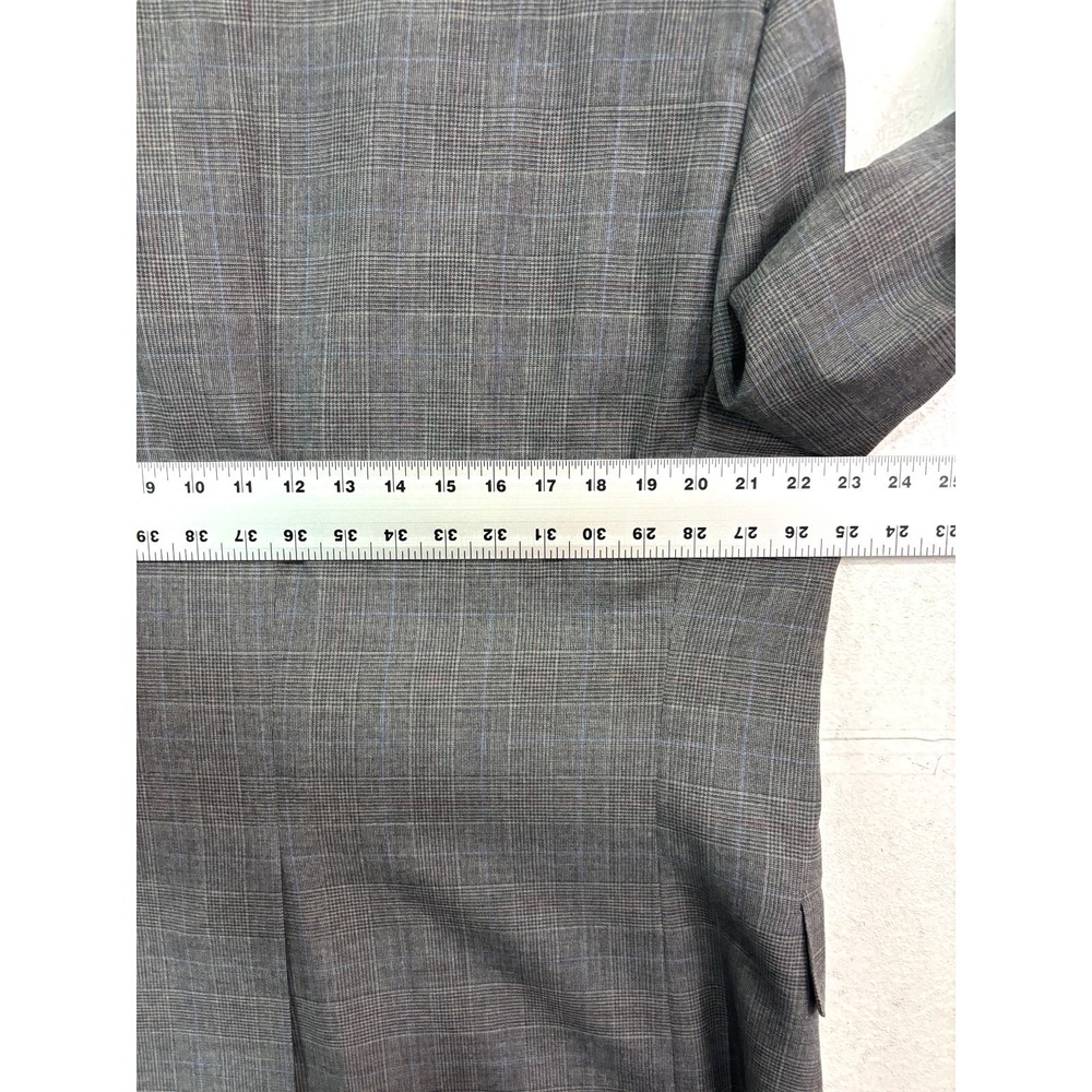 vtg 90s Andre Villard 44S 38x27 2pc Pant Suit Wool Gray Glen Plaid Pleated - Picture 9 of 16
